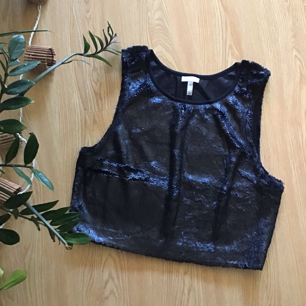 Leith faux fur cropped tank top